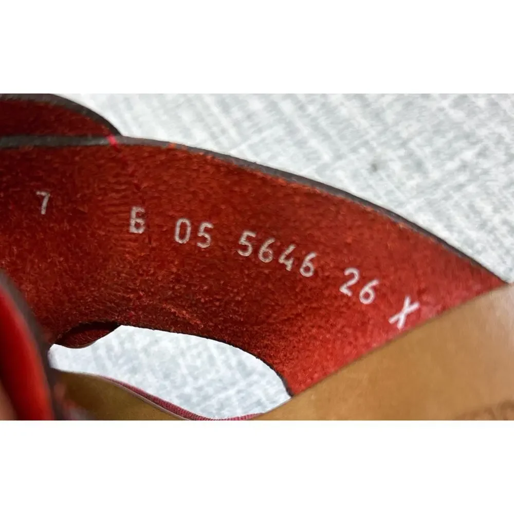 Robert Clergerie France Red Leather Sandals 7 Platform Wedge Slide Designer